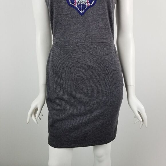 Greylin Gray Beaded Embelished Neckline Dress Sz M - Picture 3 of 7